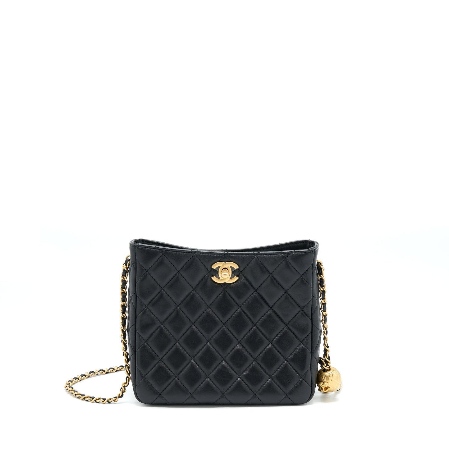 Chanel 22B Pearl Crush Hobo Lambskin GHW Black Shoulder Bag