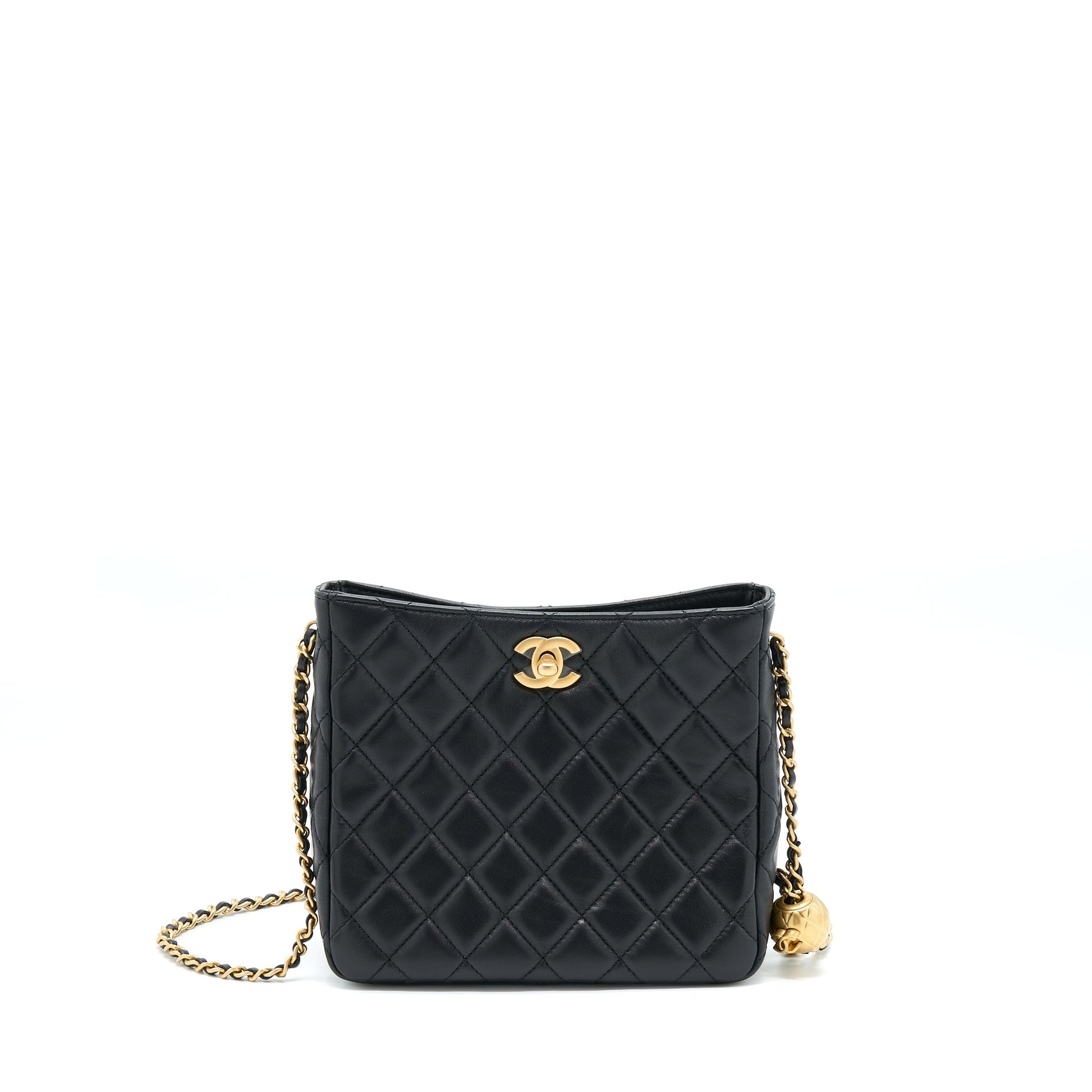 Chanel 22B Pearl Crush Hobo Lambskin GHW Black Shoulder Bag