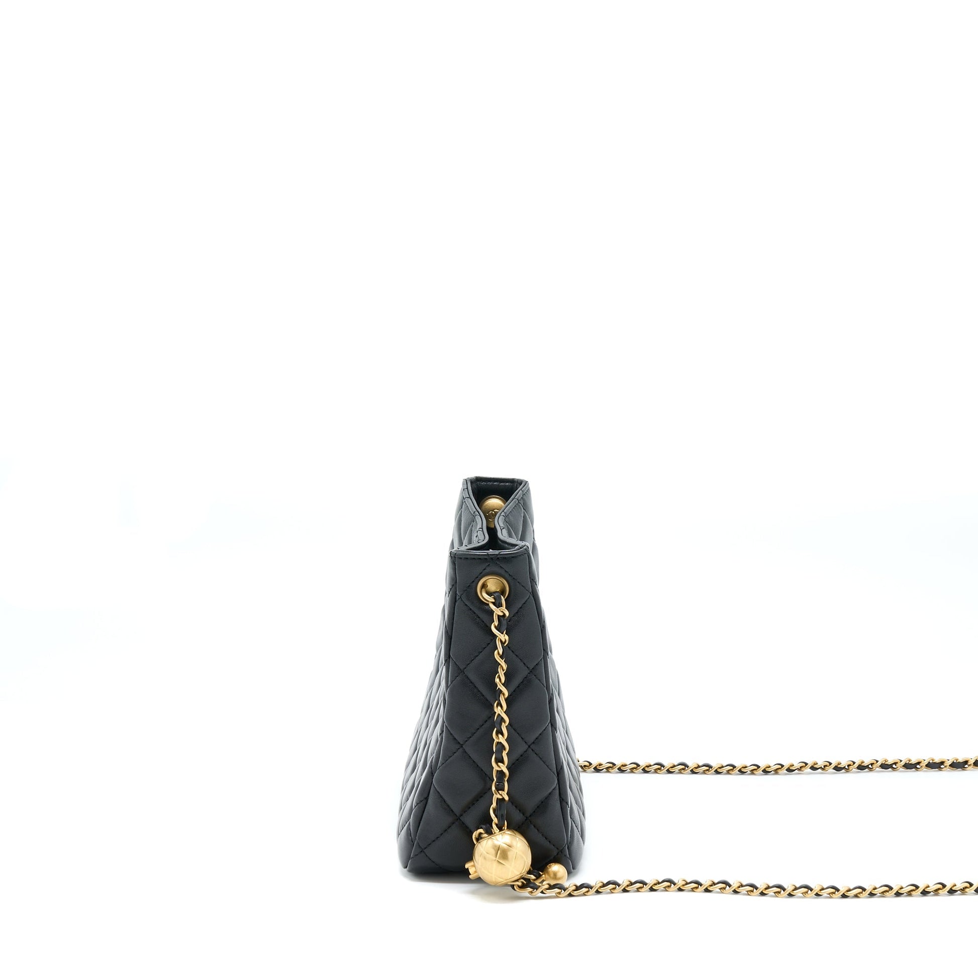 Chanel 22B Pearl Crush Hobo Lambskin GHW Black Shoulder Bag