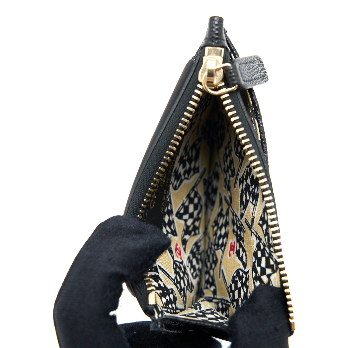 Chanel 23C Zipper Card Holder Caviar LGHW Black Wallet Case