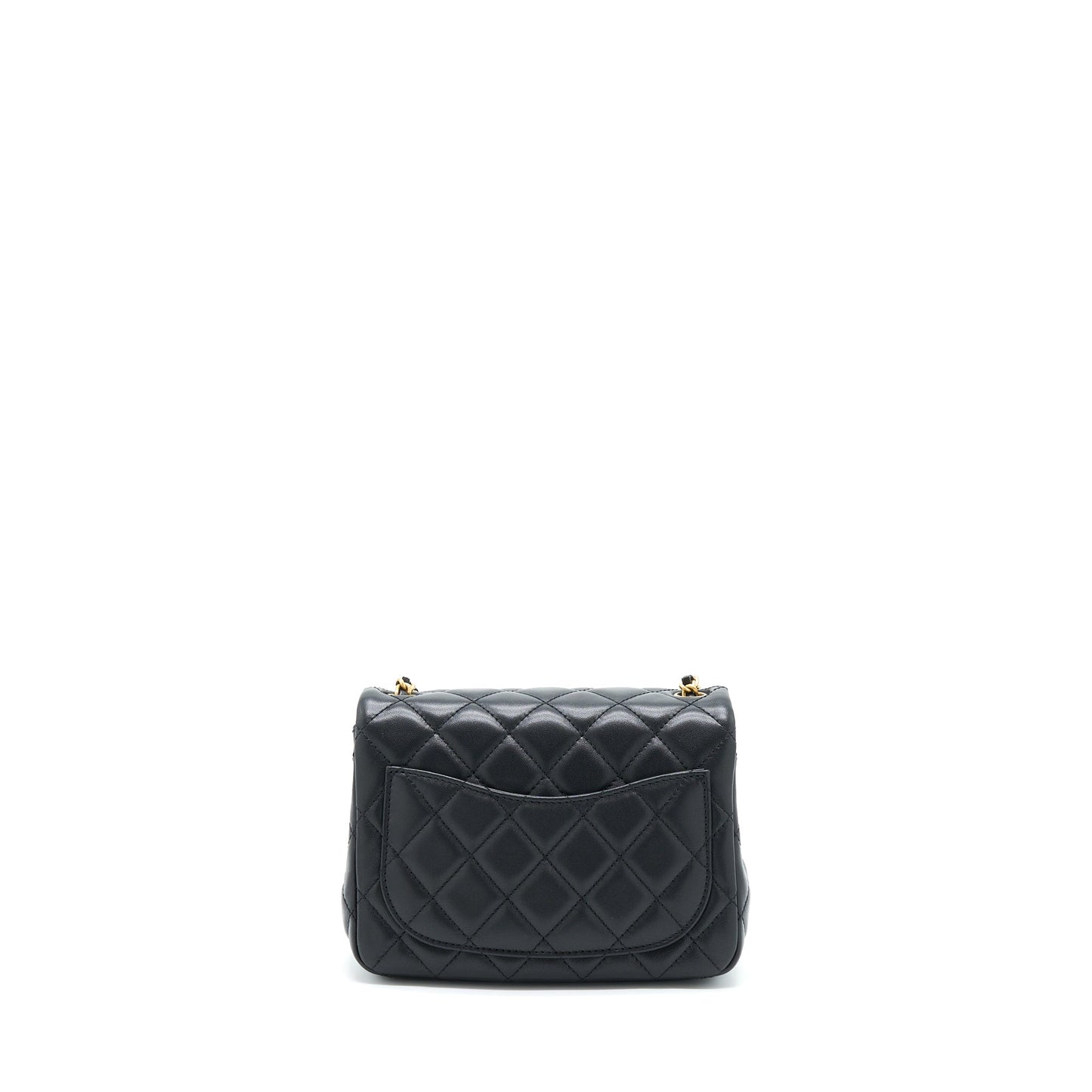 Chanel Pearl Crush Square Flap Lambskin GHW Black Shoulder Bag With Ghw