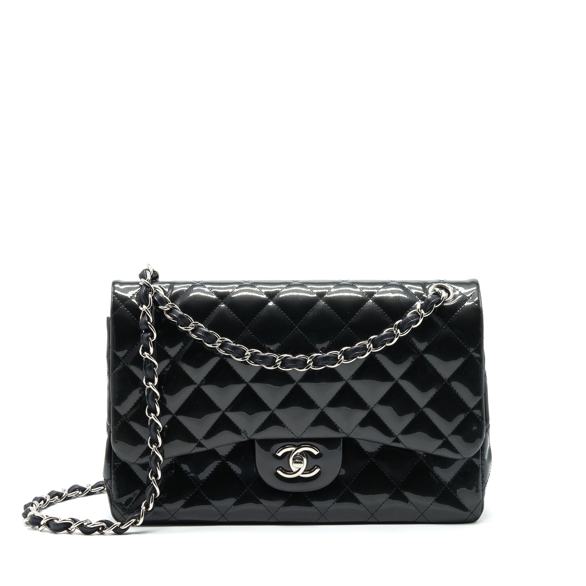 Chanel Classic Flap Jumbo Patent SHW Black Shoulder Bag