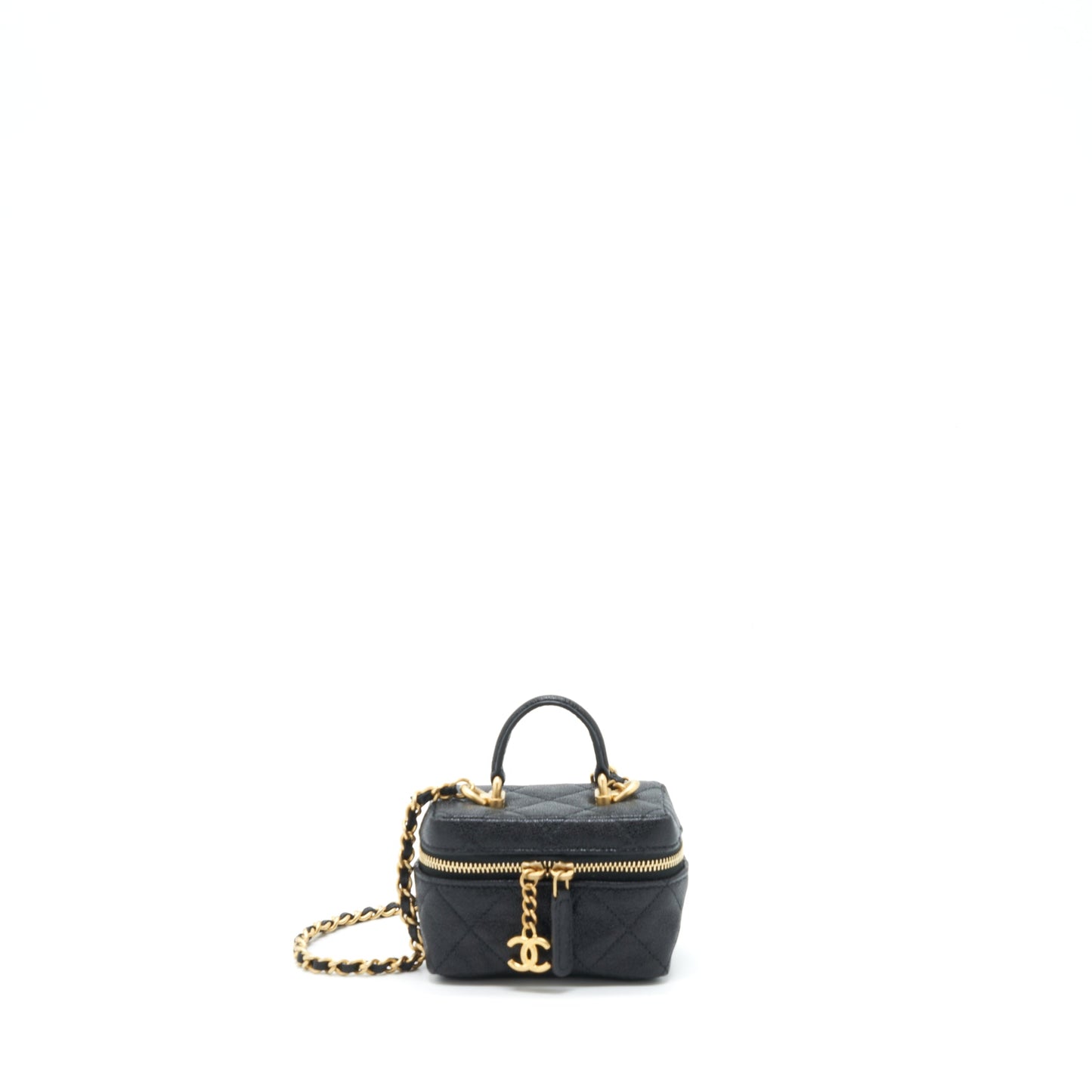 Chanel top handle vanity grained calfskin GHW Black Mini Bag