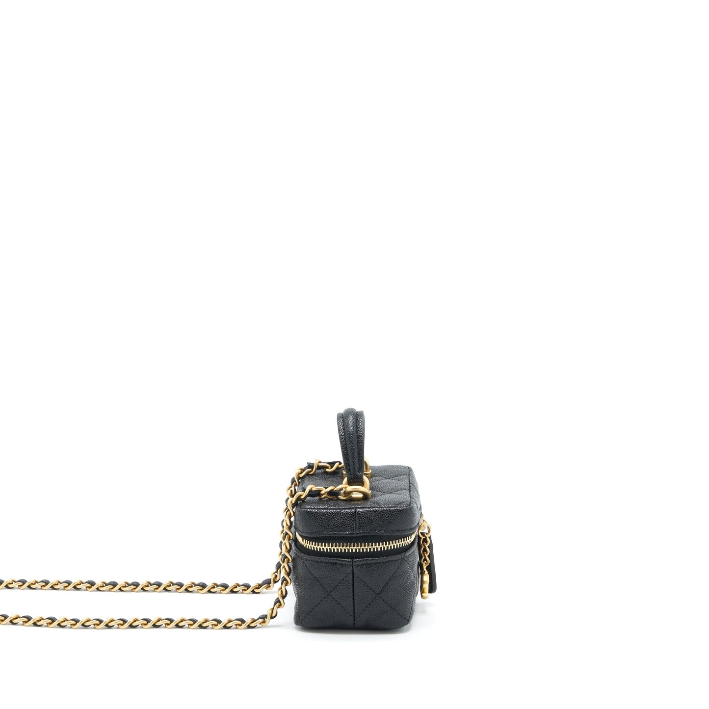 Chanel top handle vanity grained calfskin GHW Black Mini Bag