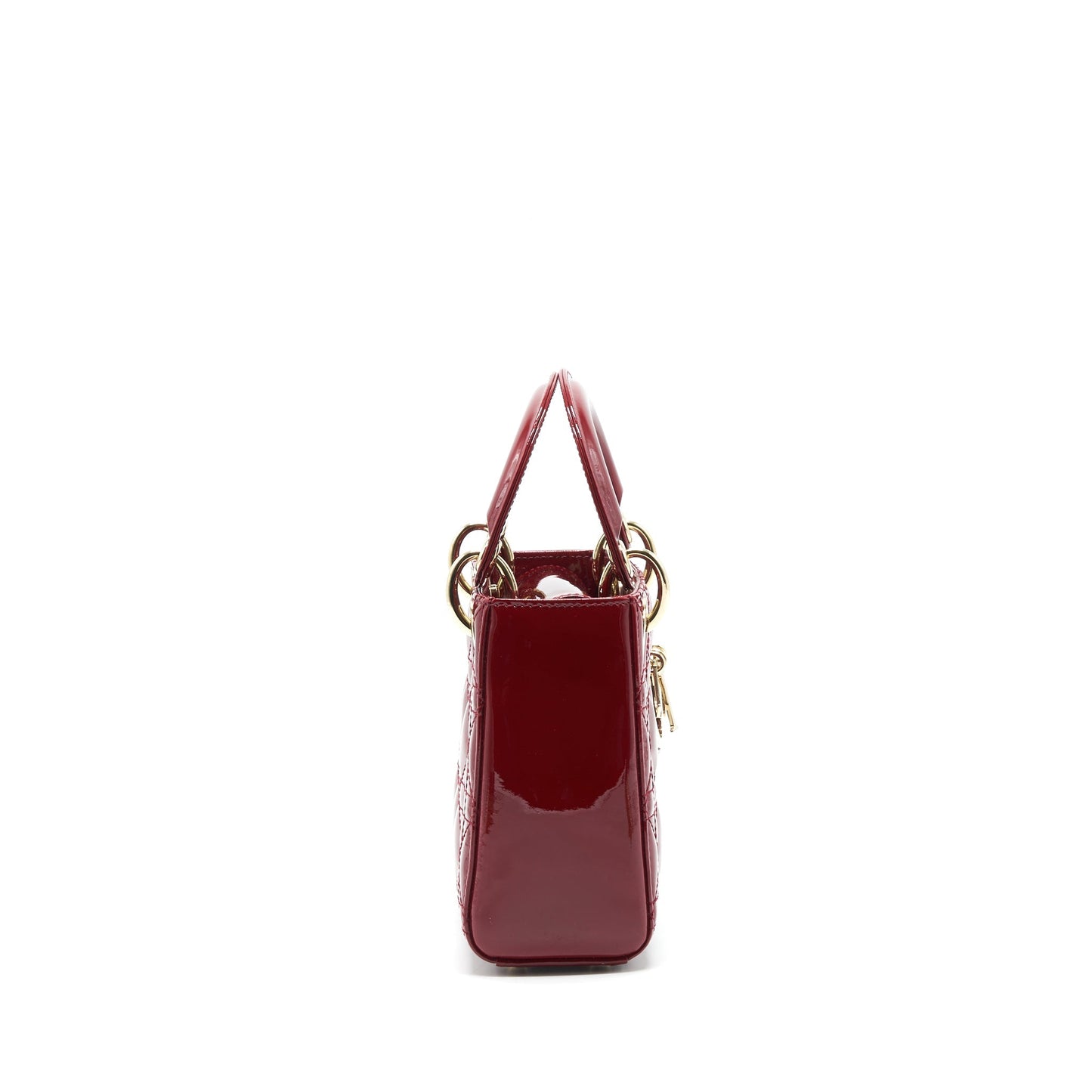 Dior Lady Patent Handbag Red Mini Travel Bag