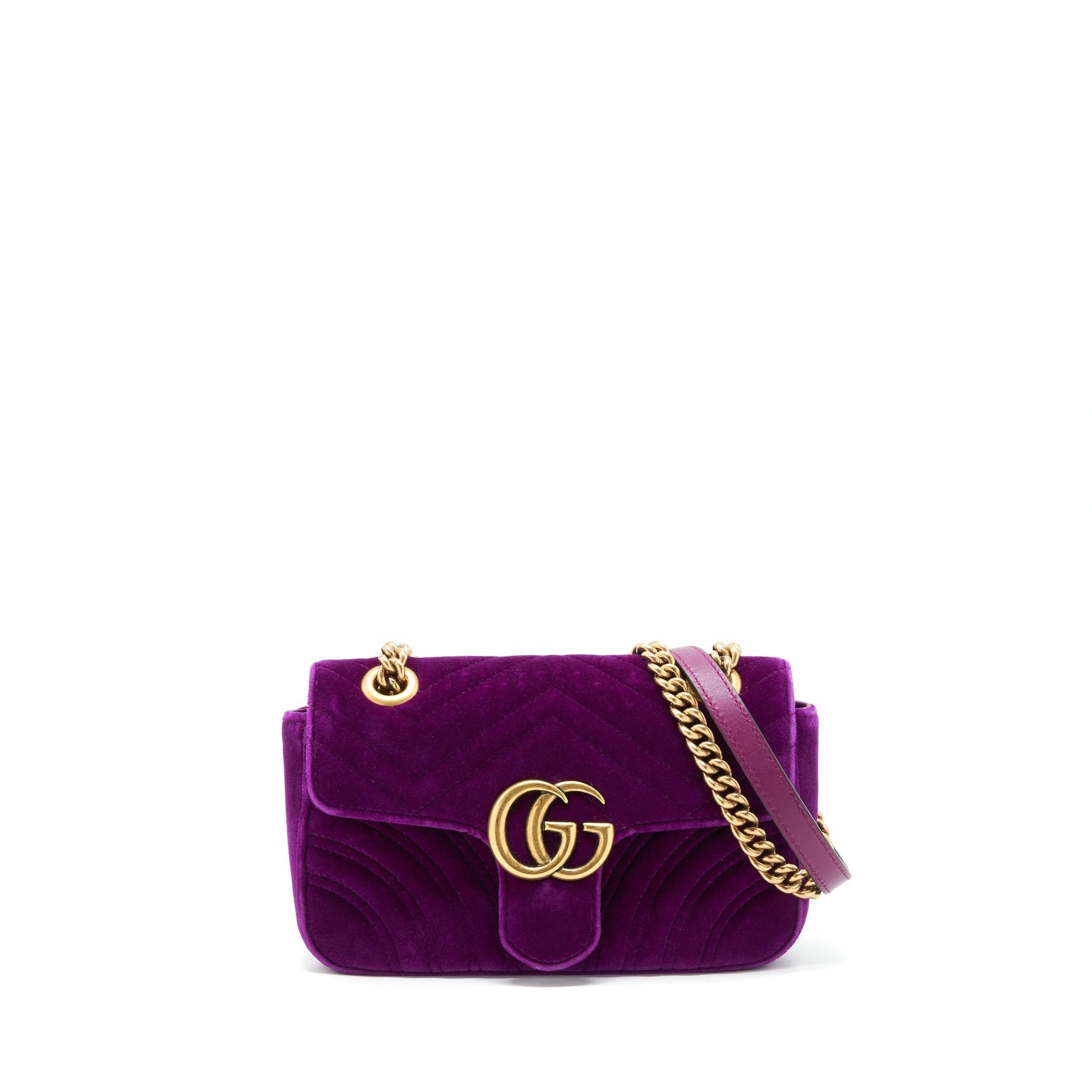 Gucci Marmont Bag Velvet Purple Mini Travel Bag