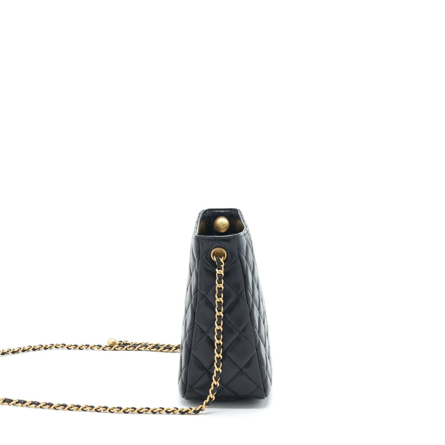 Chanel 22S Pearl Crush Hobo Lambskin GHW Black Shoulder Bag Black Ghw