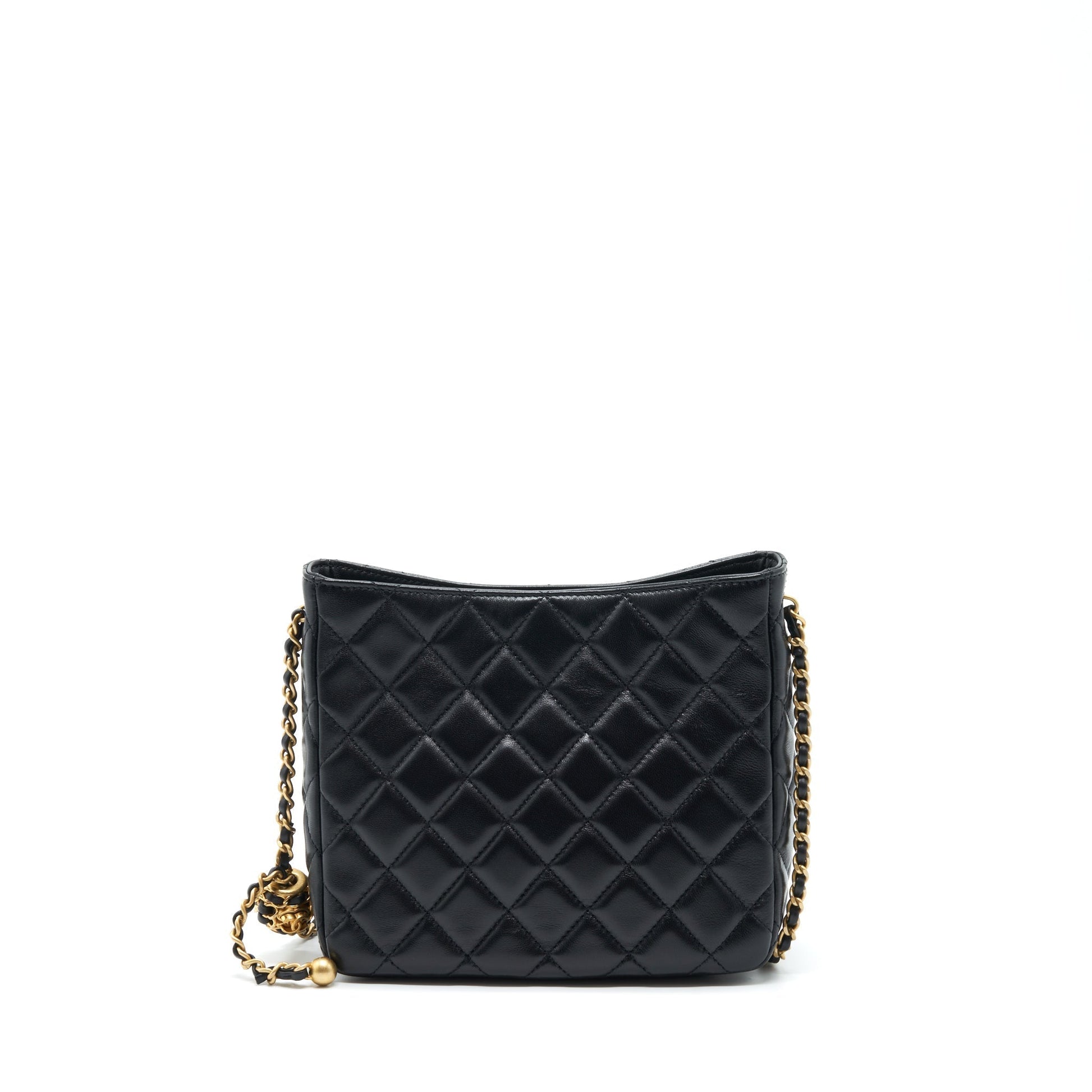 Chanel 22S Pearl Crush Hobo Lambskin GHW Black Shoulder Bag Black Ghw