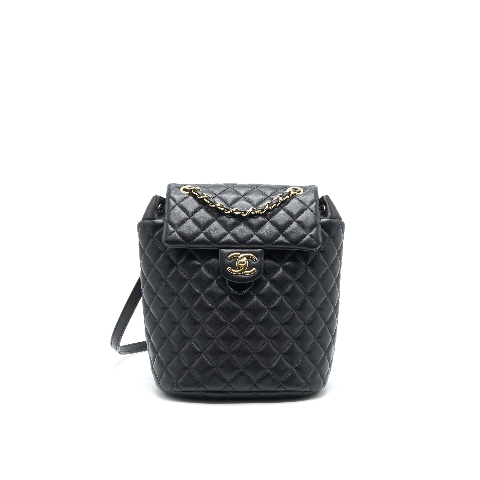 Chanel QUILTED LAMBSKIN URBAN SPIRIT BACKPACK GHW Black