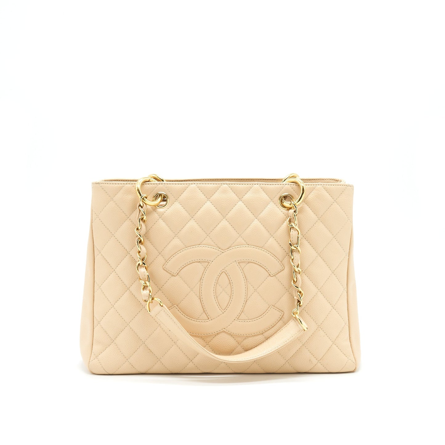 Chanel CAVIAR GRAND SHOPPING GST GHW Beige Tote Bag