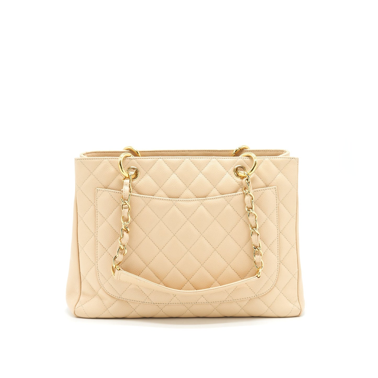 Chanel CAVIAR GRAND SHOPPING GST GHW Beige Tote Bag