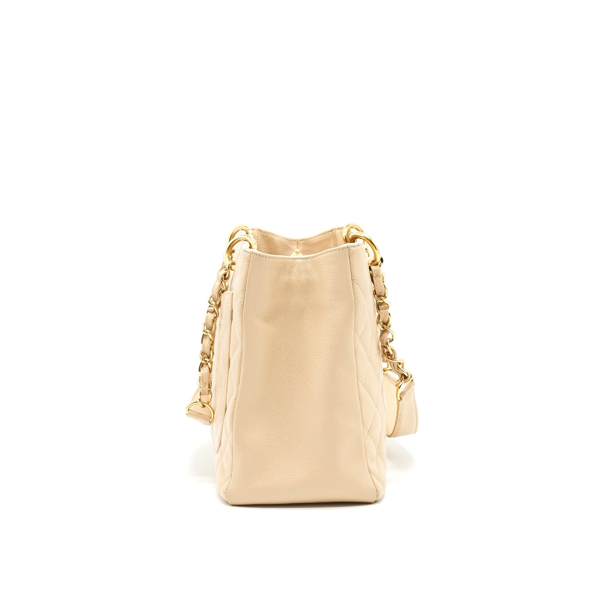 Chanel CAVIAR GRAND SHOPPING GST GHW Beige Tote Bag