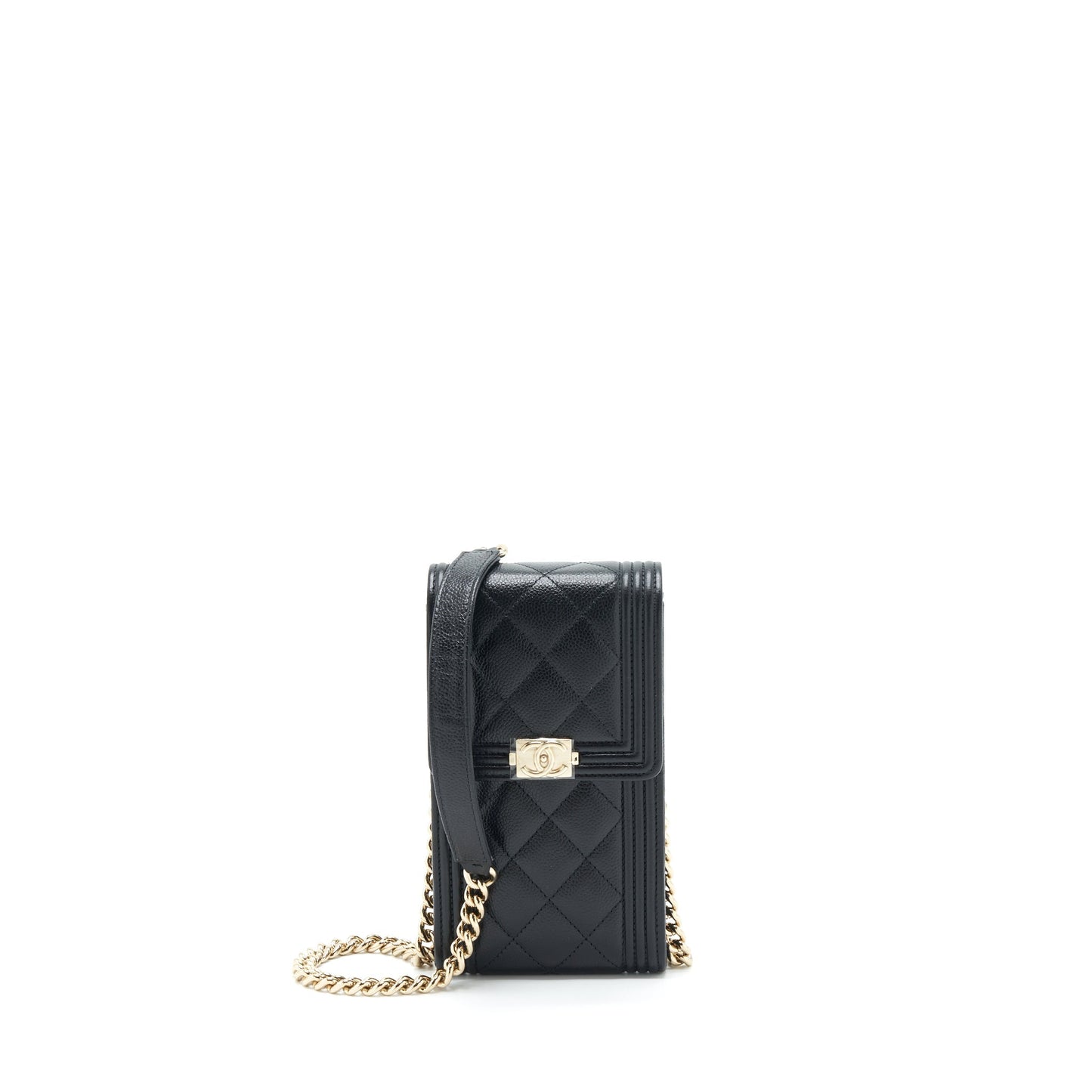 Chanel vertical boy flap phone caviar LGHW Black Handbag