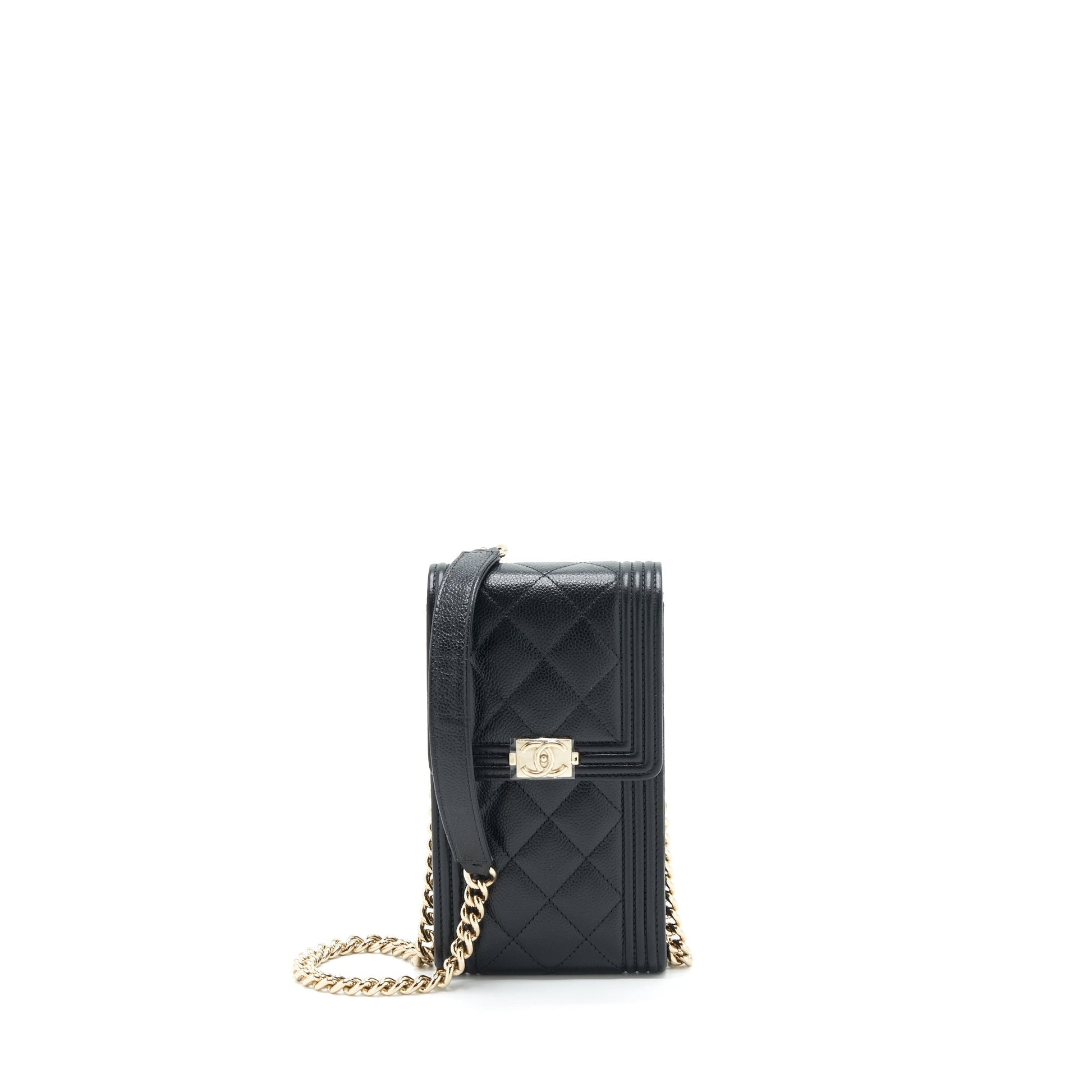 Chanel vertical boy flap phone caviar LGHW Black Handbag
