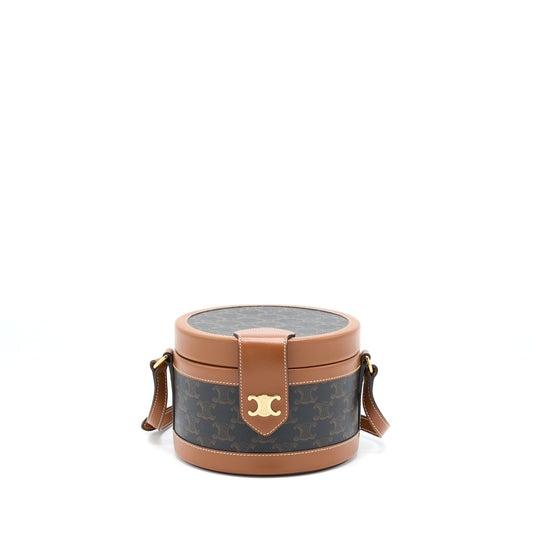 Celine Tambour Purse Triomphe And Calfskin Handbag Canvas Tan Travel Bag