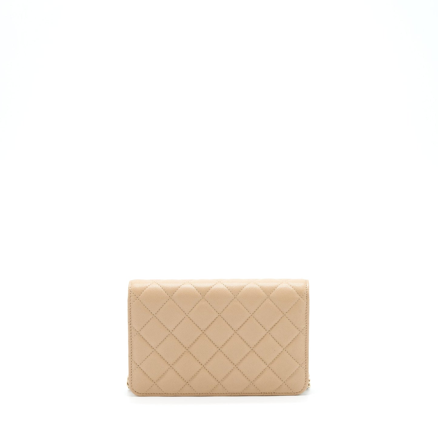 Chanel 22S detailed Logo on Caviar Dark Beige Wallet Case