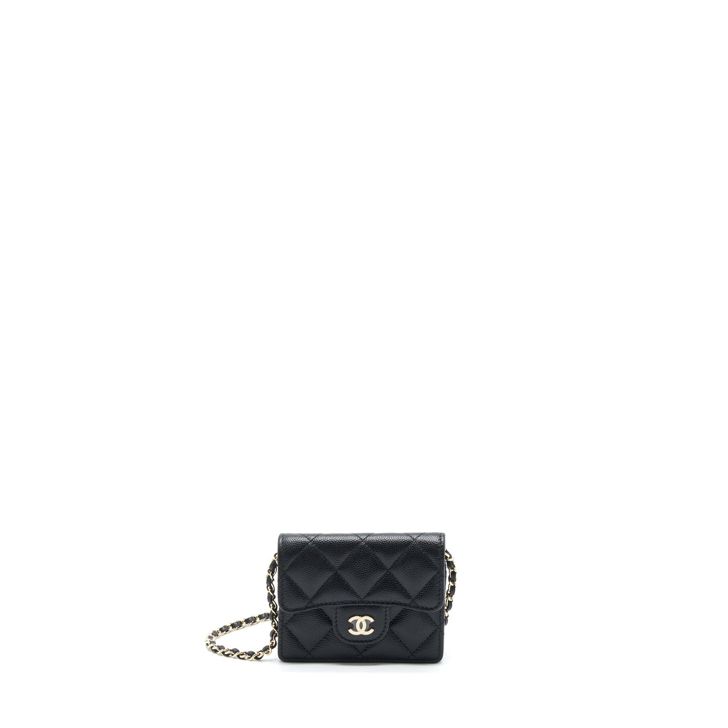 Chanel Card Holder On Caviar LGHW Black Wallet Case