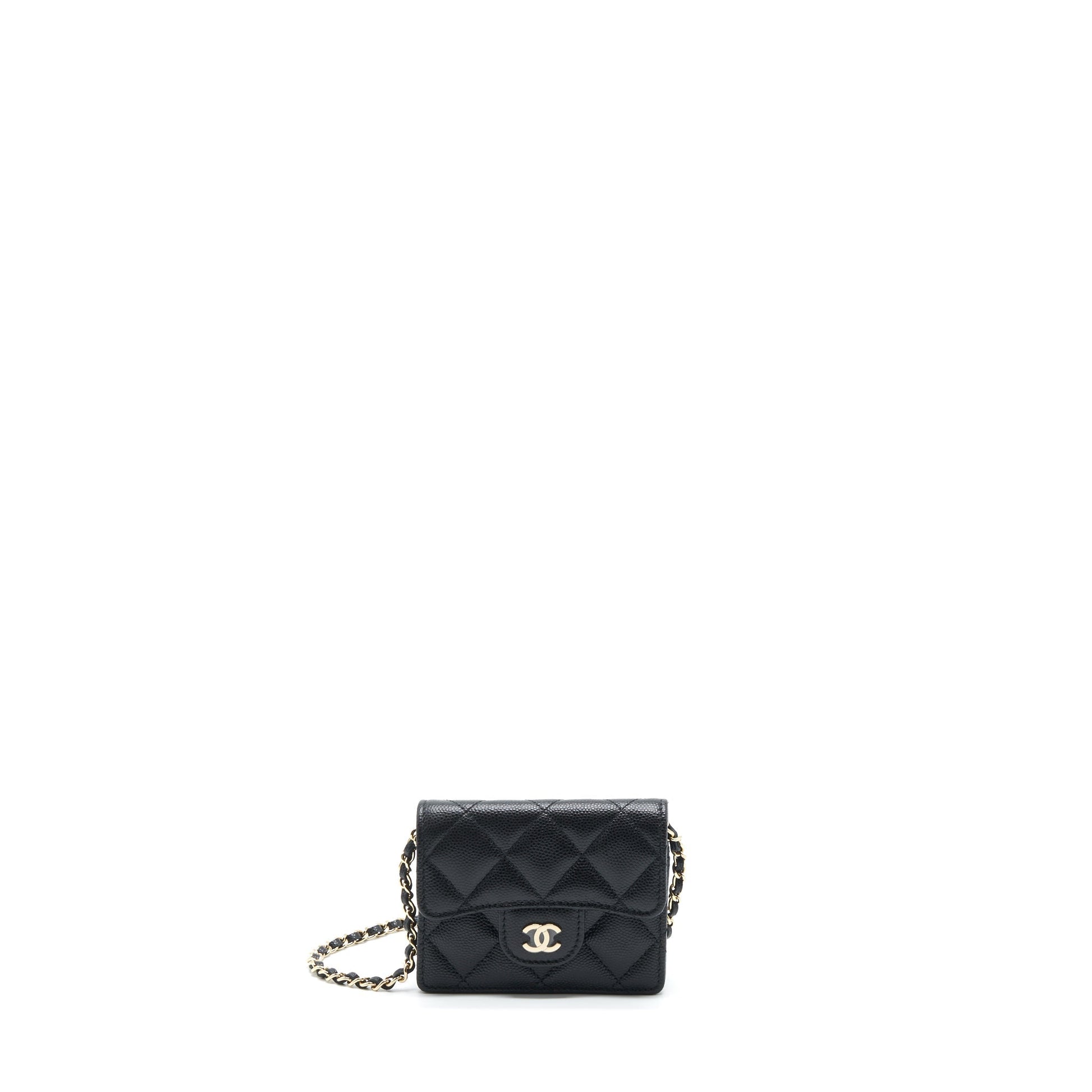Chanel Card Holder On Caviar LGHW Black Wallet Case