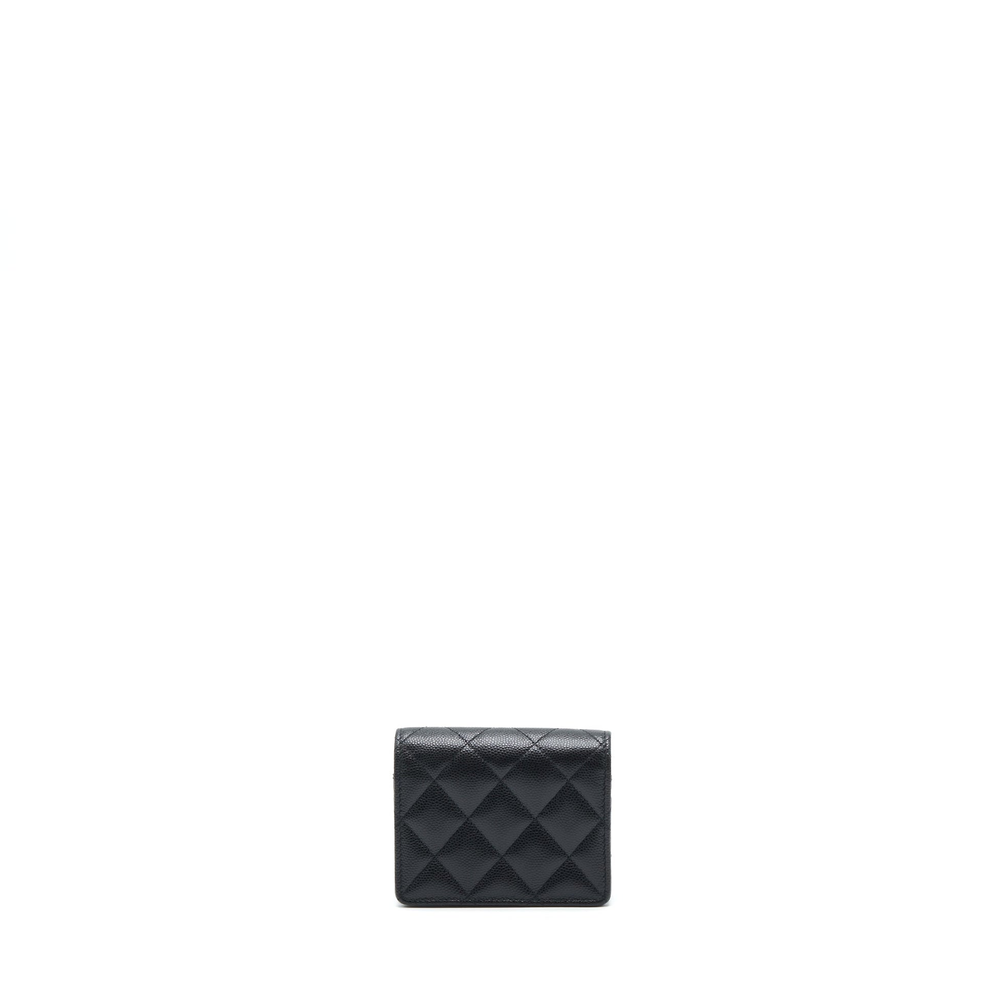 Chanel Card Holder On Caviar LGHW Black Wallet Case