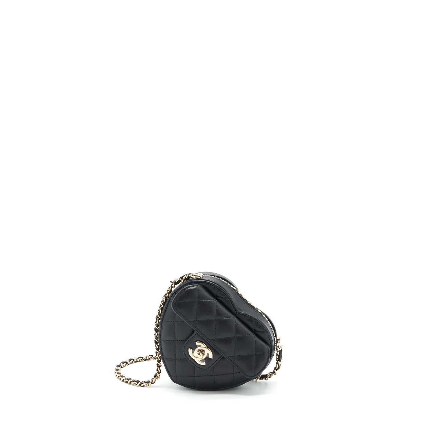 Chanel 22S Heart Lambskin LGHW Black Small Handbag Lghw 1