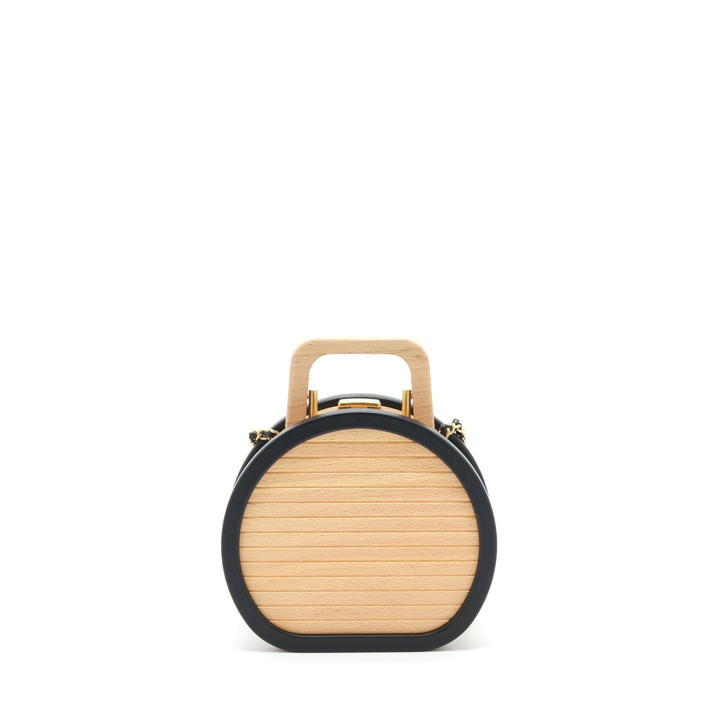 Chanel 22C vanity beech wood calfskin GHW Black Beige Small Handbag