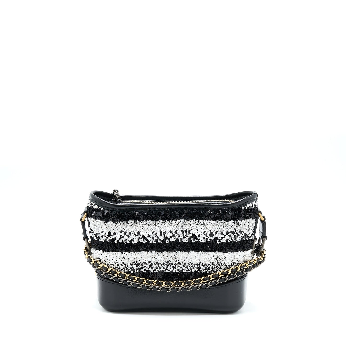 Chanel Gabrielle Hobo Sequins Hardware Multicolour Black White Small Shoulder Bag