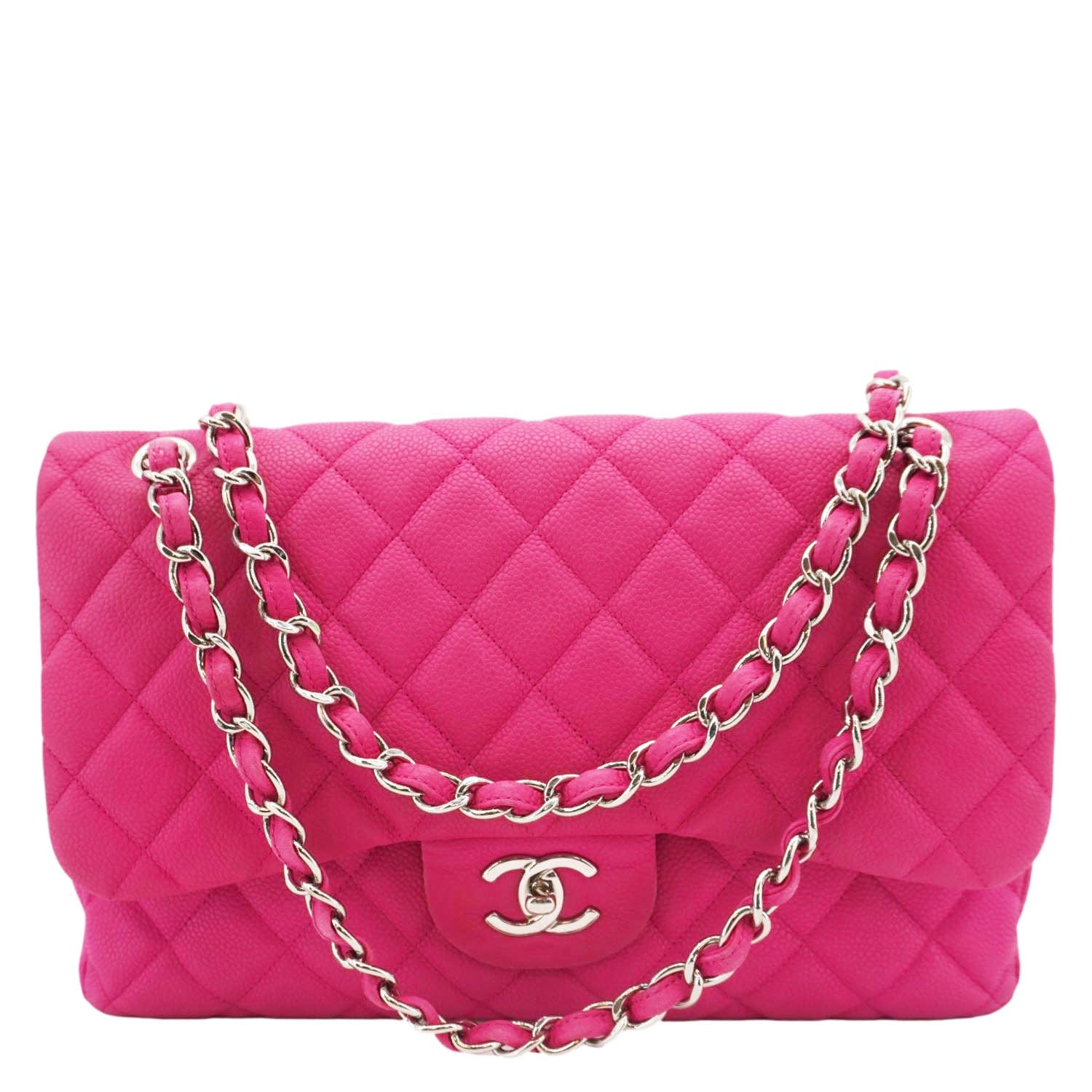 Chanel Jumbo Classic Double Flap Quilted Leather Pink Travel Bag