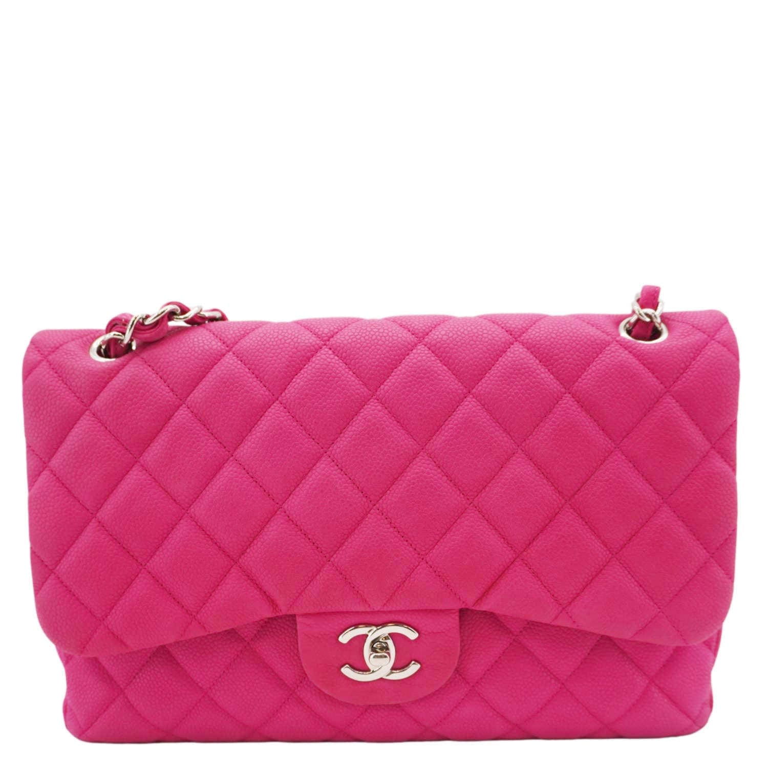 Chanel Jumbo Classic Double Flap Quilted Leather Pink Travel Bag