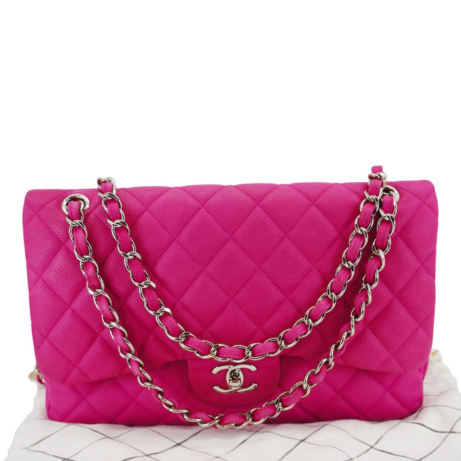 Chanel Jumbo Classic Double Flap Quilted Leather Pink Travel Bag