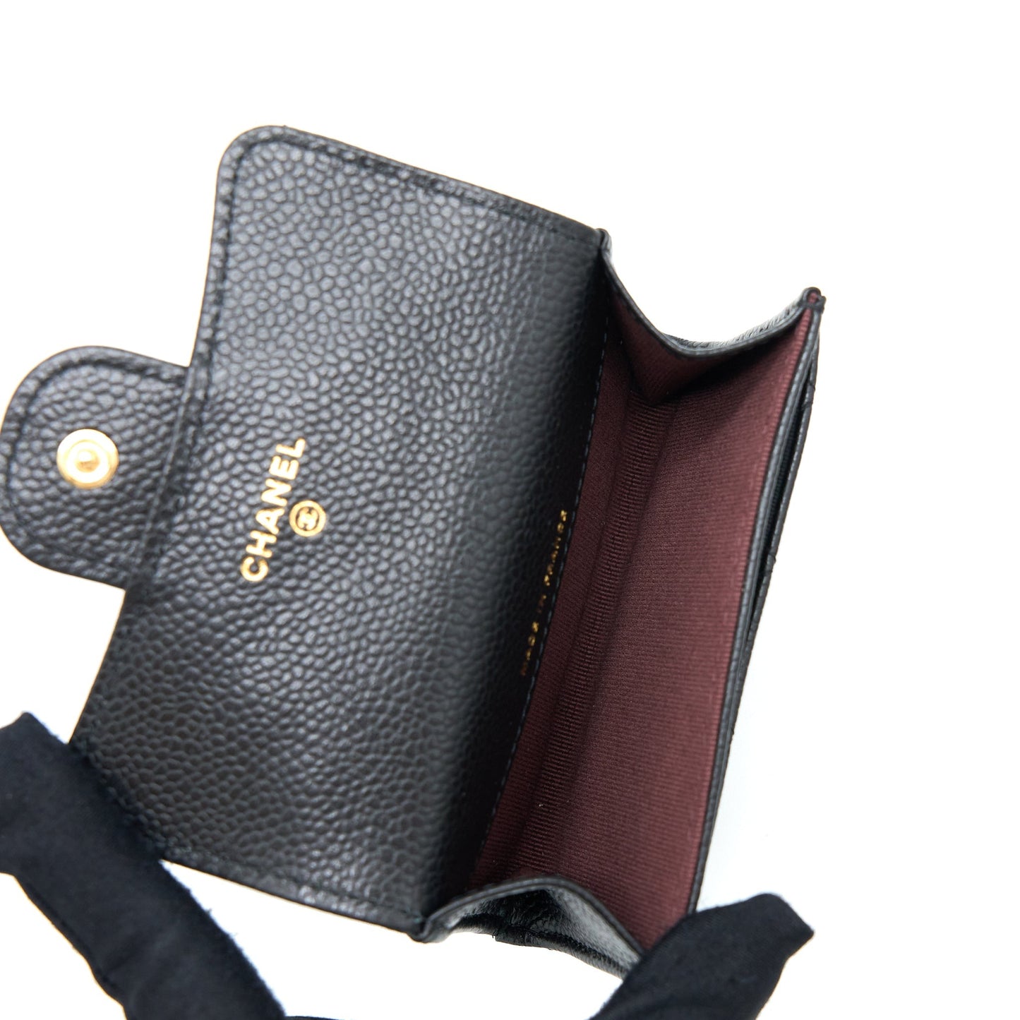 Chanel Classic Flap Card Holder Caviar GHW Black Wallet Case Microchip 1
