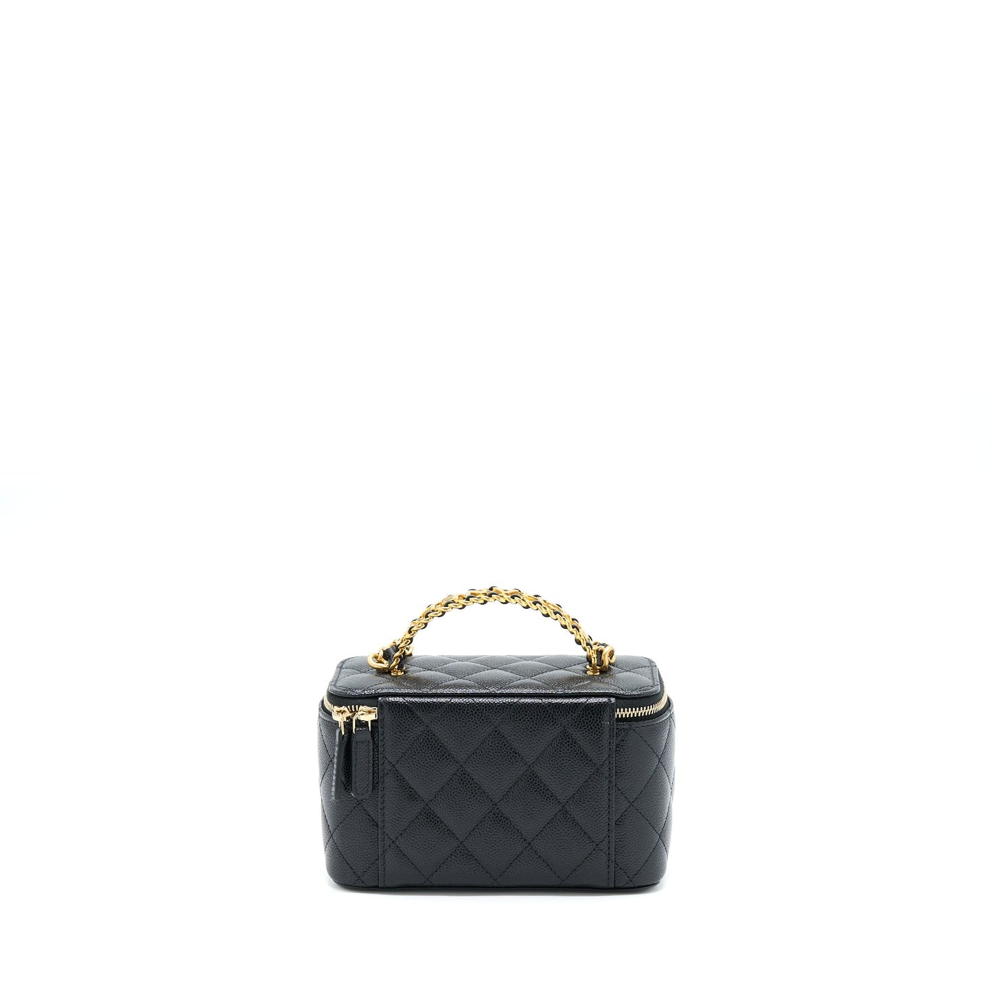Chanel Letter Top Handle Long Vanity Caviar Black Handbag