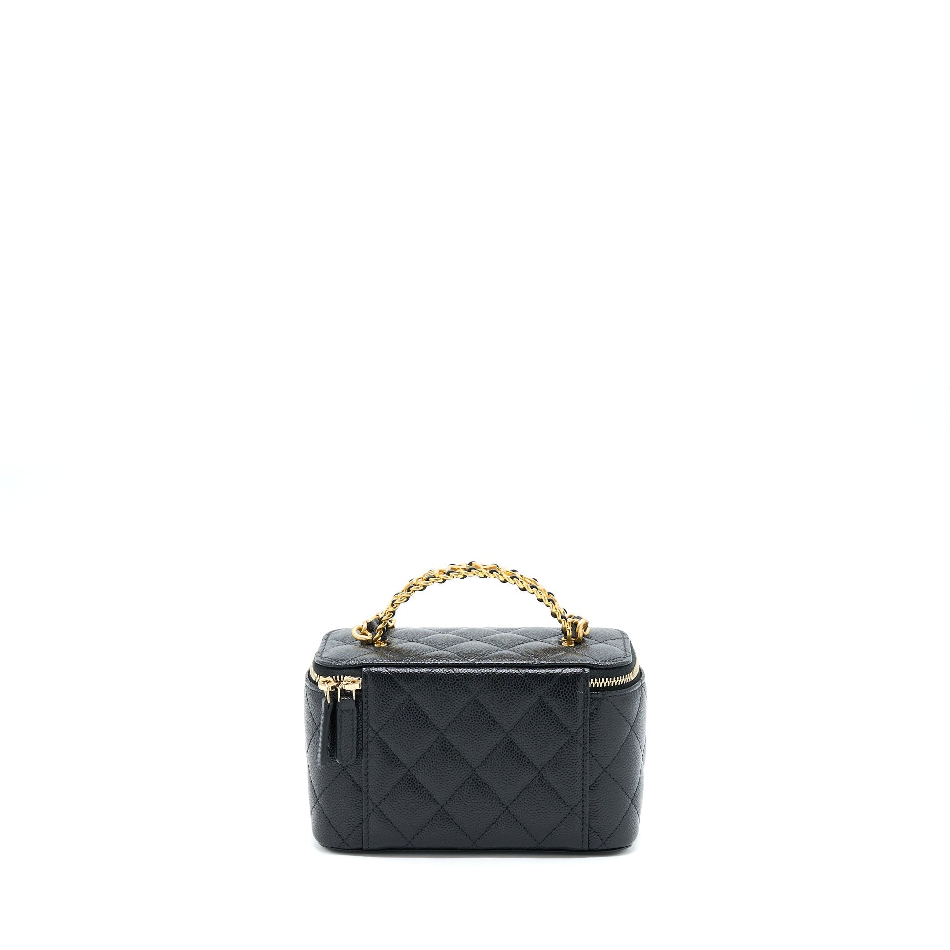 Chanel Letter Top Handle Long Vanity Caviar Black Handbag