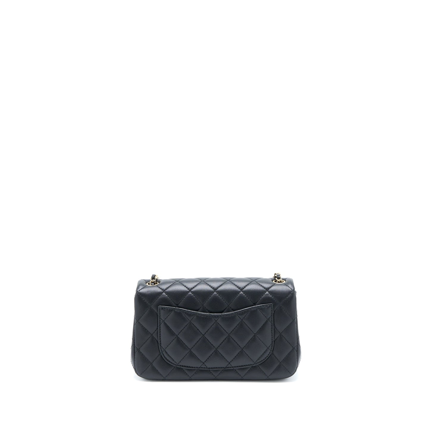 Chanel 23C Pearl Crush Rectangular Flap Lambskin Black Shoulder Bag Lghw Microchip