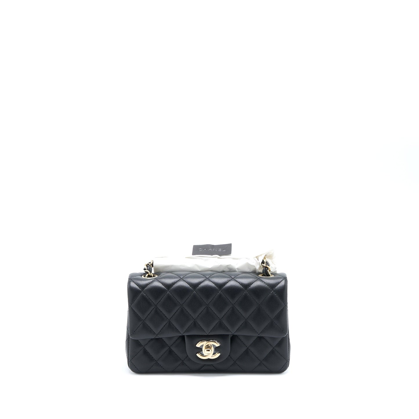 Chanel Rectangular Flap Lambskin LGHW Microchip Black Shoulder Bag Microchip 5