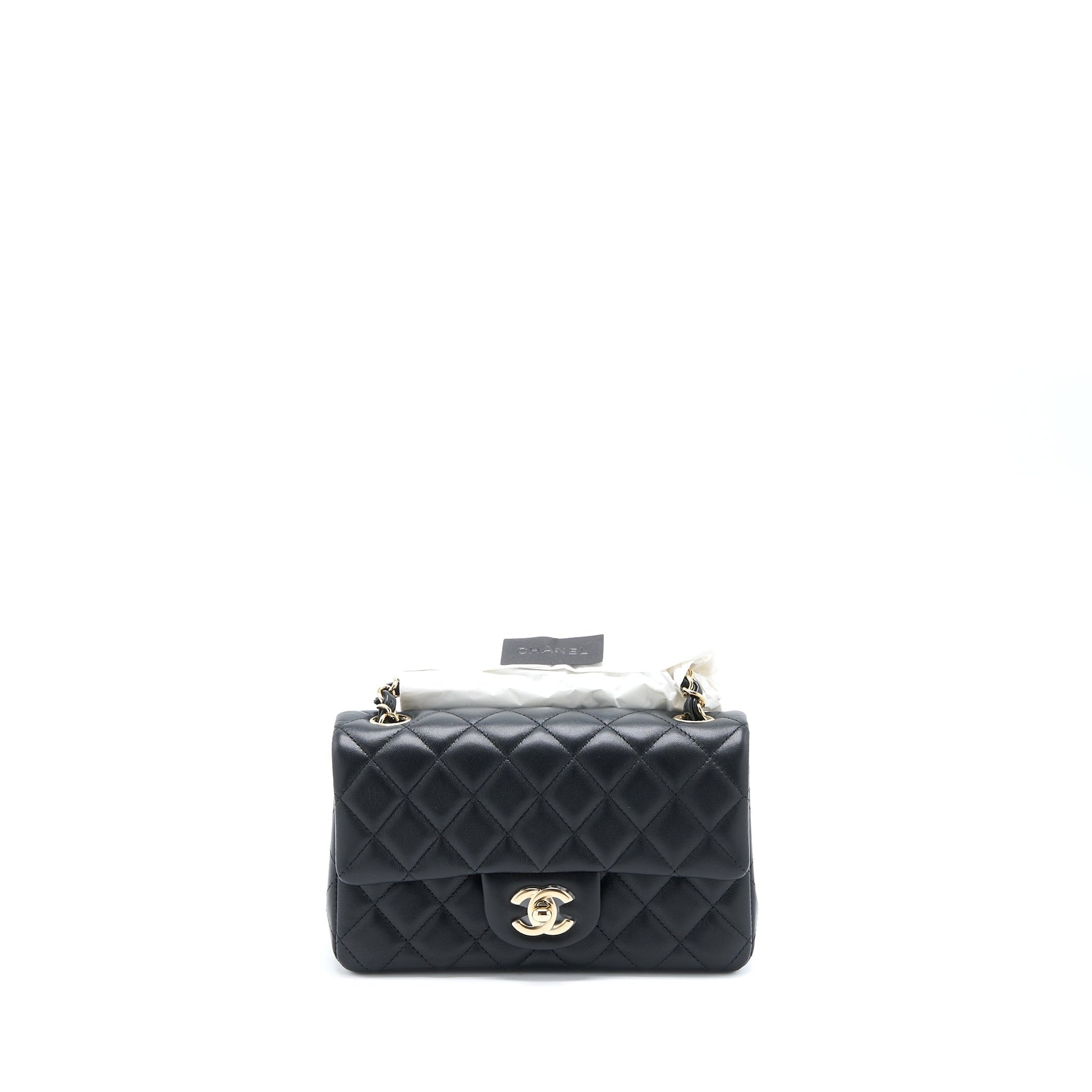 Chanel Rectangular Flap Lambskin LGHW Microchip Black Shoulder Bag Microchip 5