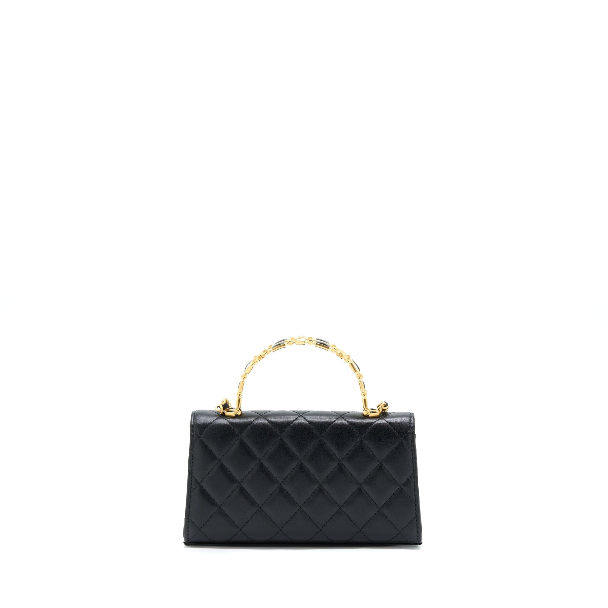 Chanel 22B Flap Enamel CC Logo Top Black Shoulder Bag Ghw 1