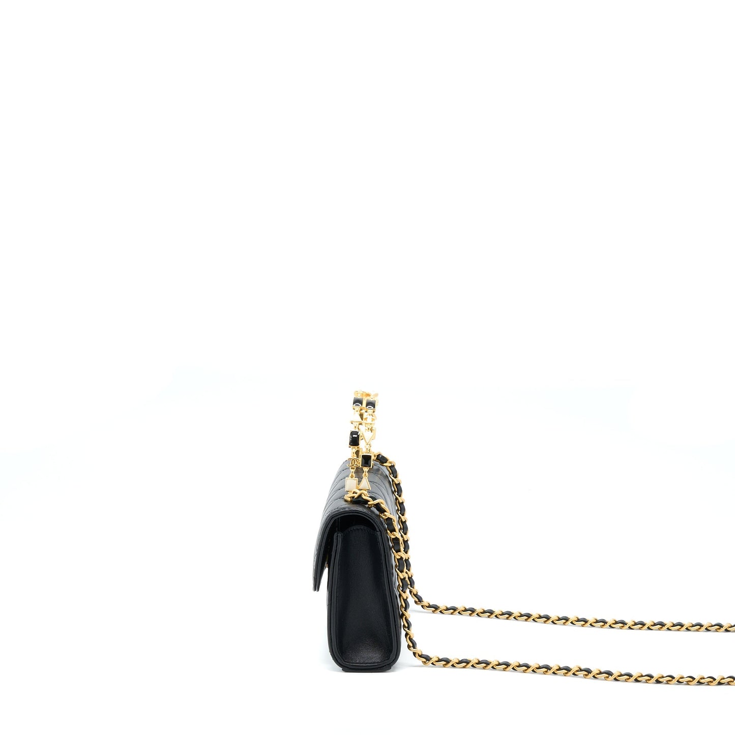 Chanel 22B Flap Enamel CC Logo Top Black Shoulder Bag Ghw 1