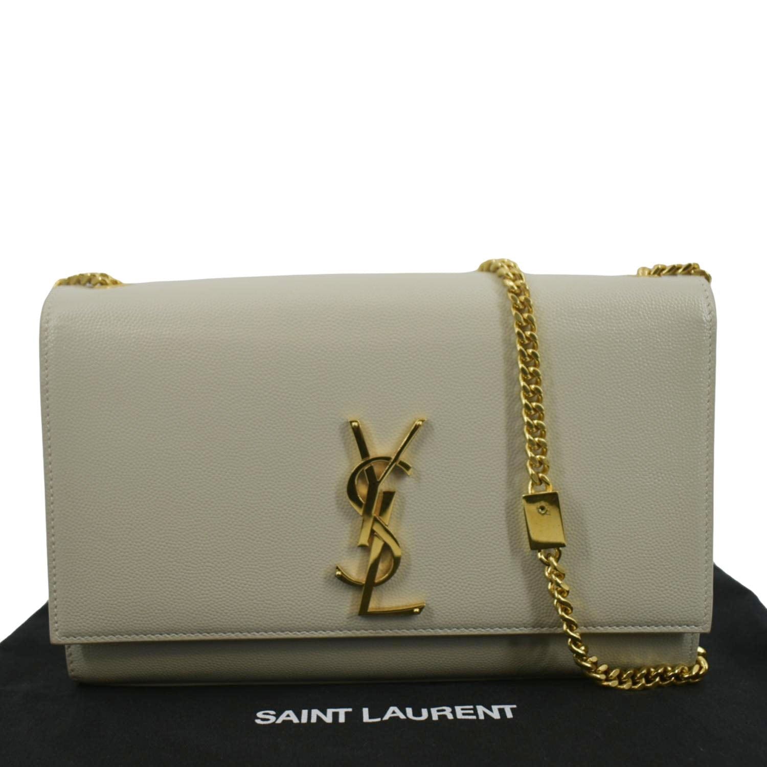YSL Saint Laurent Yves Kate Clutch Crossbody Bag Leather White Chain Clutch Bag