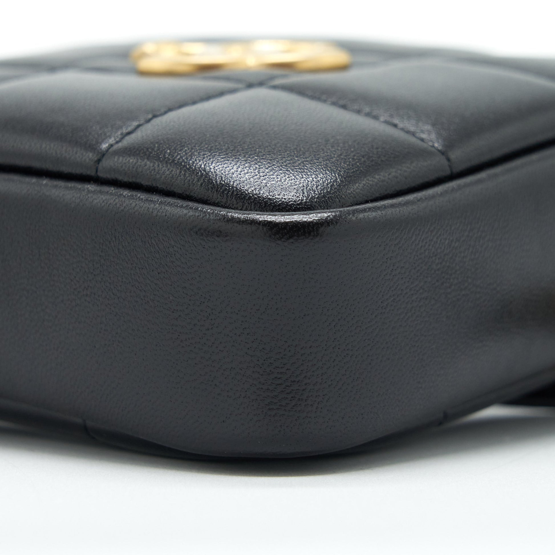 Chanel quilted belt lambskin GHW Black