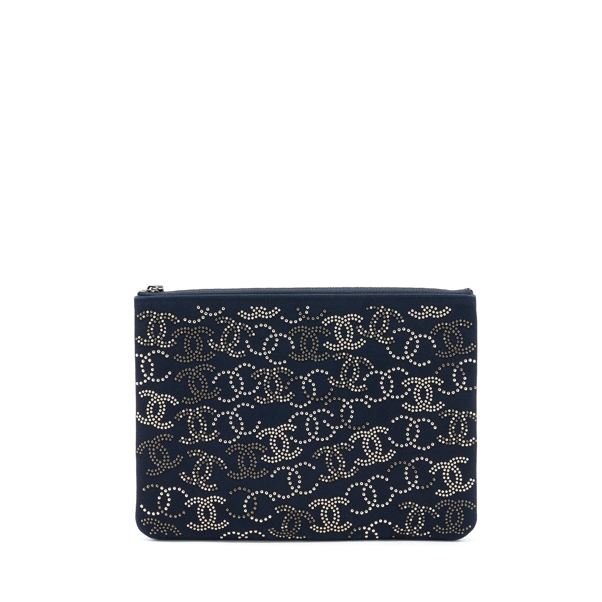 Chanel CC Logo Studded Limited Edition Hardware Black Clutch Bag
