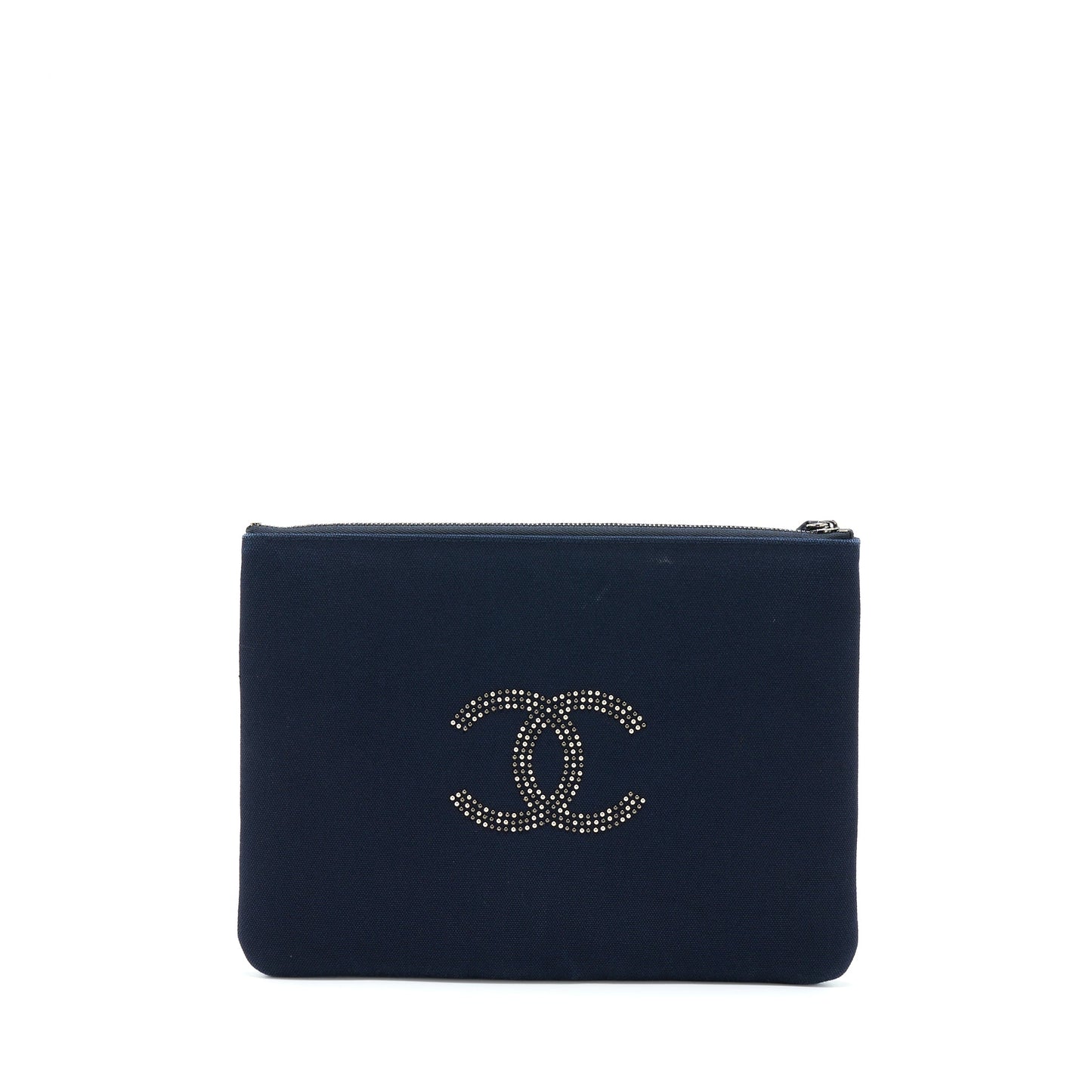 Chanel CC Logo Studded Limited Edition Hardware Black Clutch Bag
