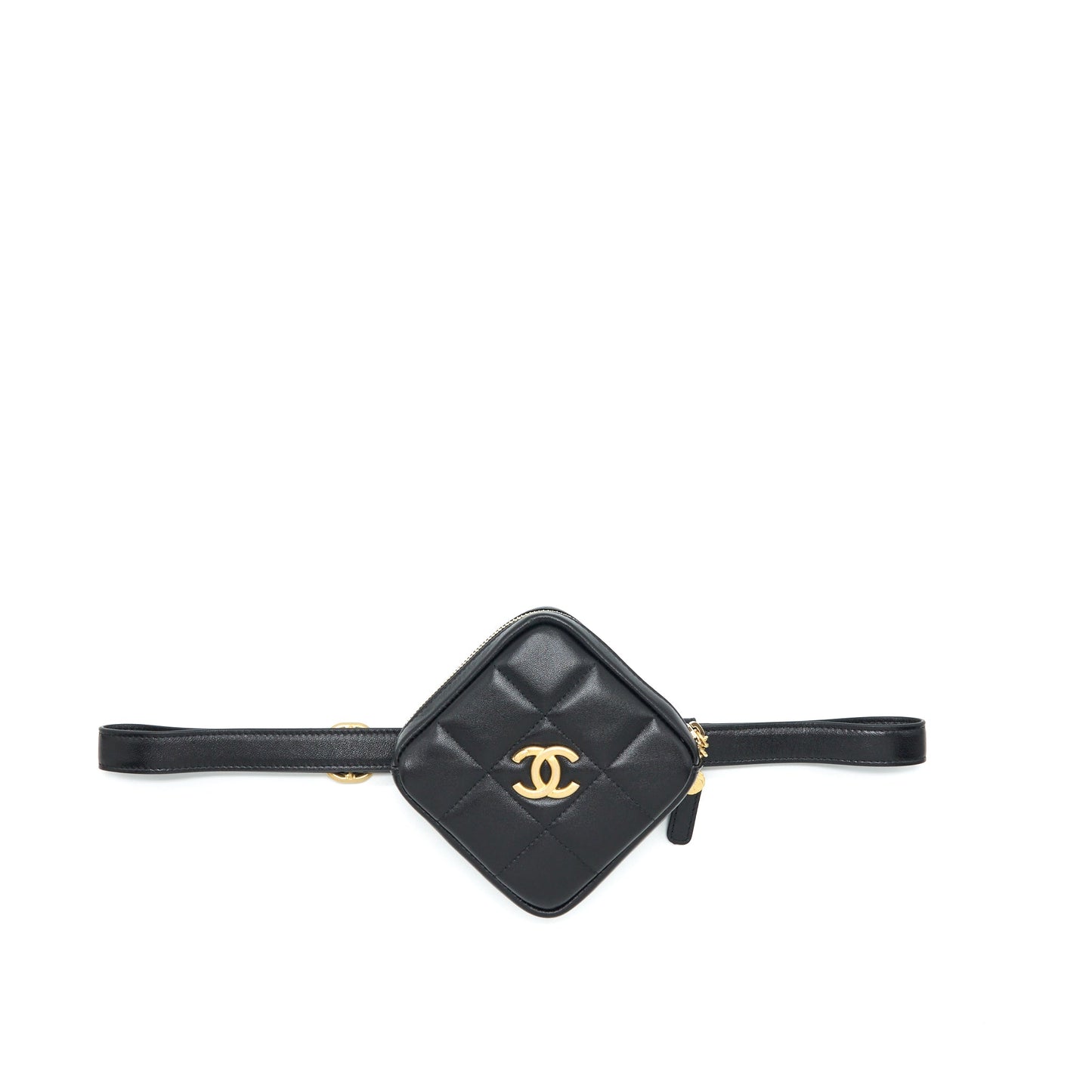Chanel quilted belt lambskin GHW Black