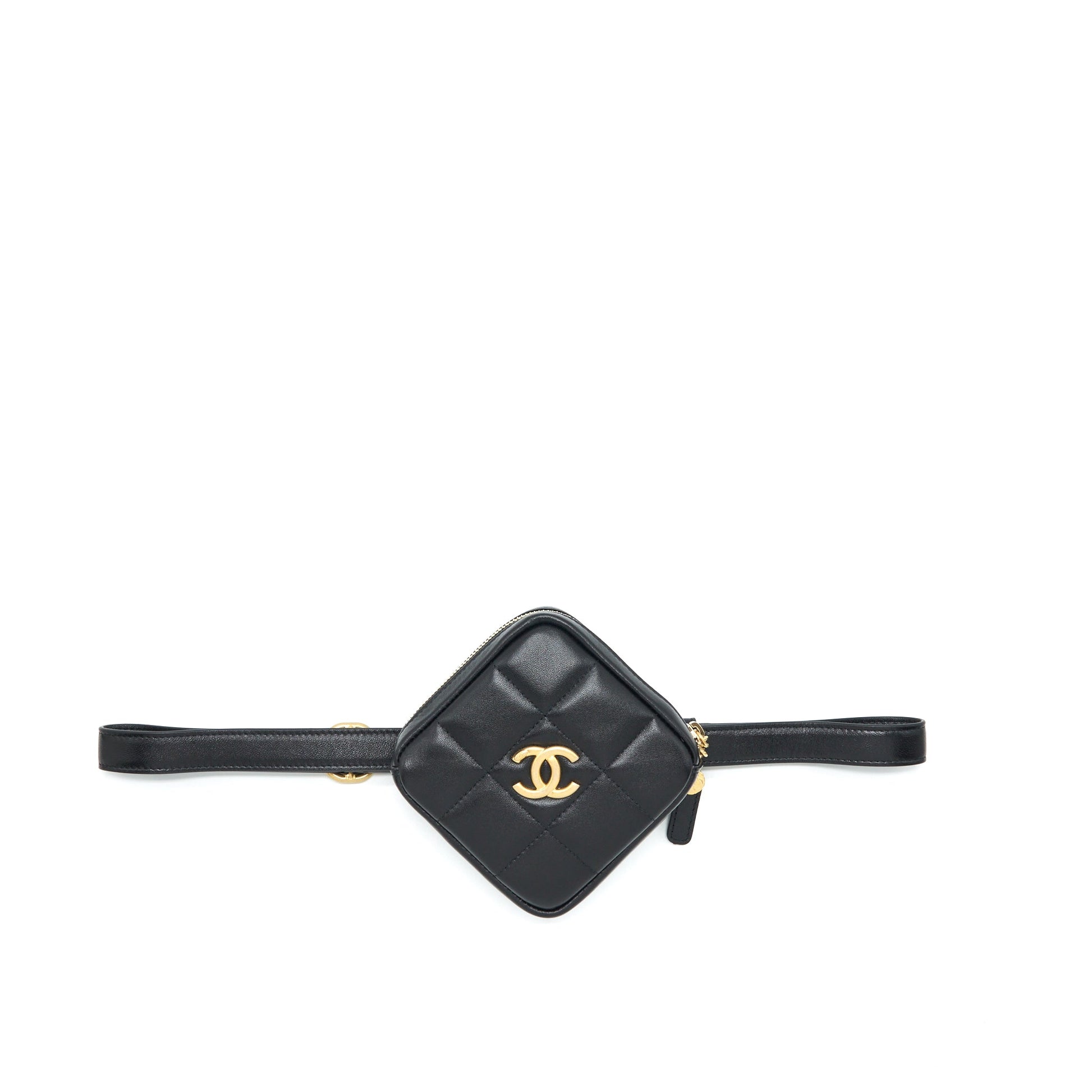Chanel quilted belt lambskin GHW Black