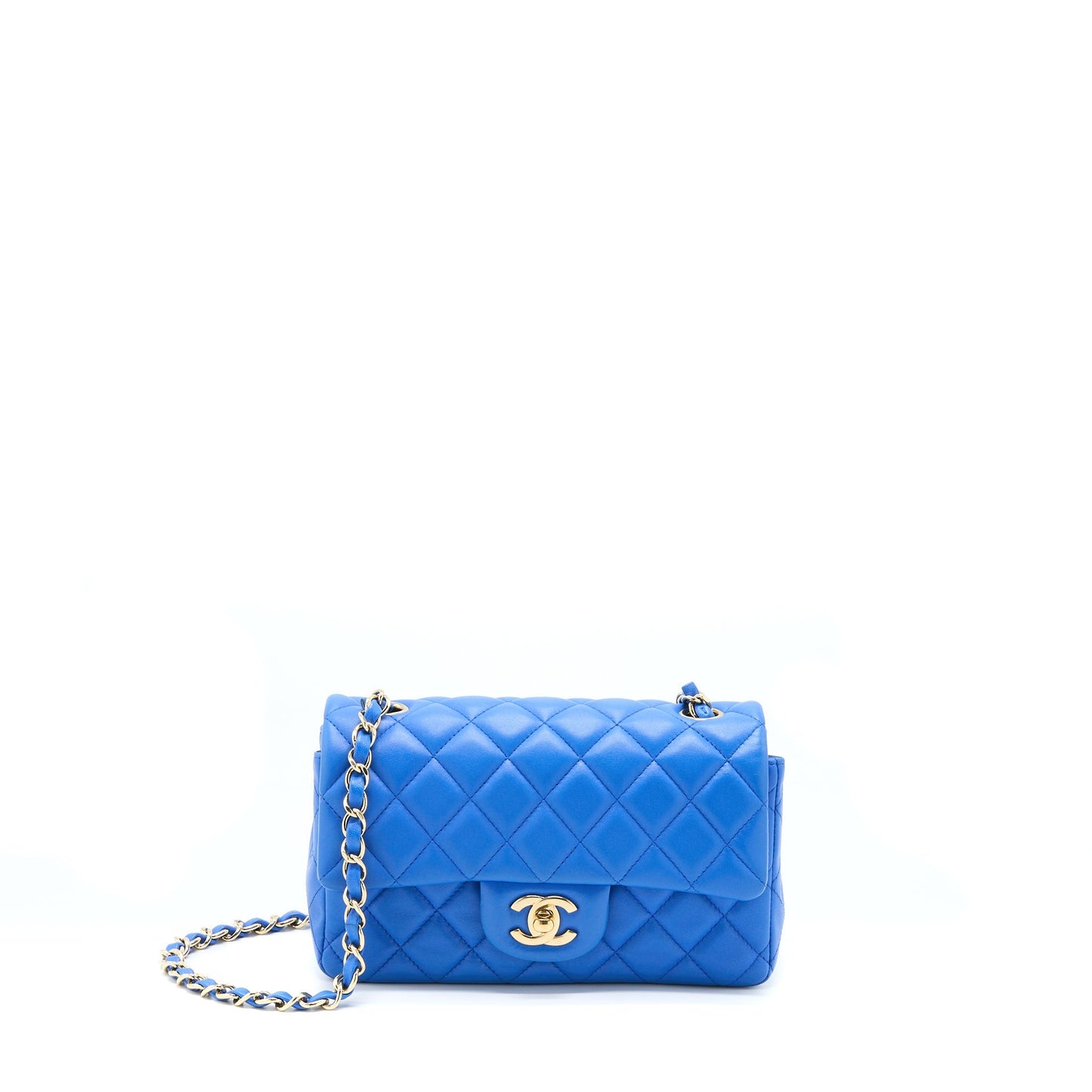 Chanel Rectangular Flap Lambskin LGHW Blue Shoulder Bag Lghw 1