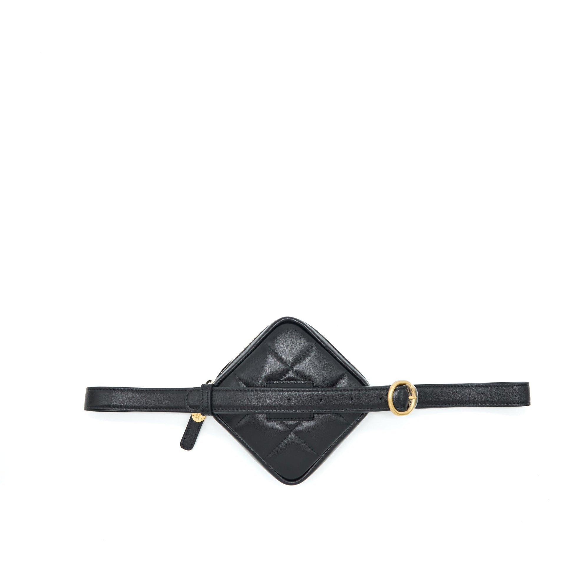 Chanel quilted belt lambskin GHW Black