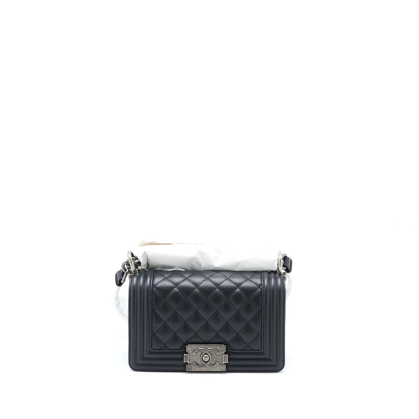 Chanel Boy Caviar Ruthenium SHW Microchip Black Small Handbag Microchip 2
