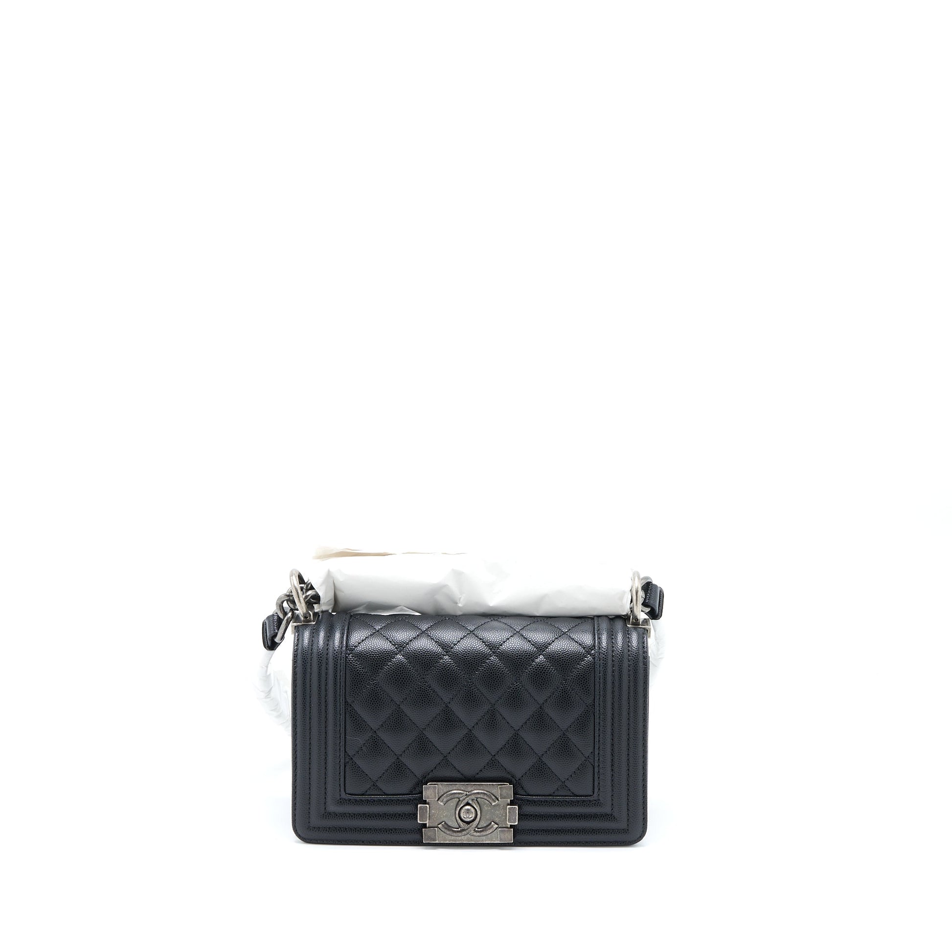 Chanel Boy Caviar Ruthenium SHW Microchip Black Small Handbag Microchip 2