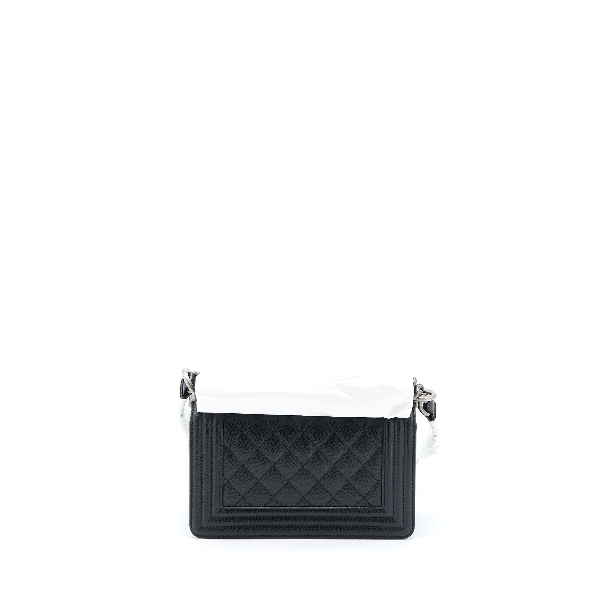 Chanel Boy Caviar Ruthenium SHW Microchip Black Small Handbag Microchip 2