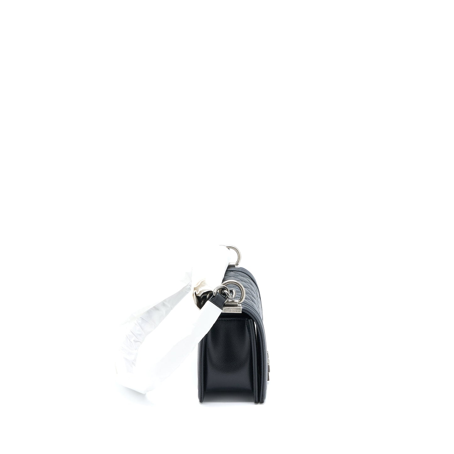 Chanel Boy Caviar Ruthenium SHW Microchip Black Small Handbag Microchip 2