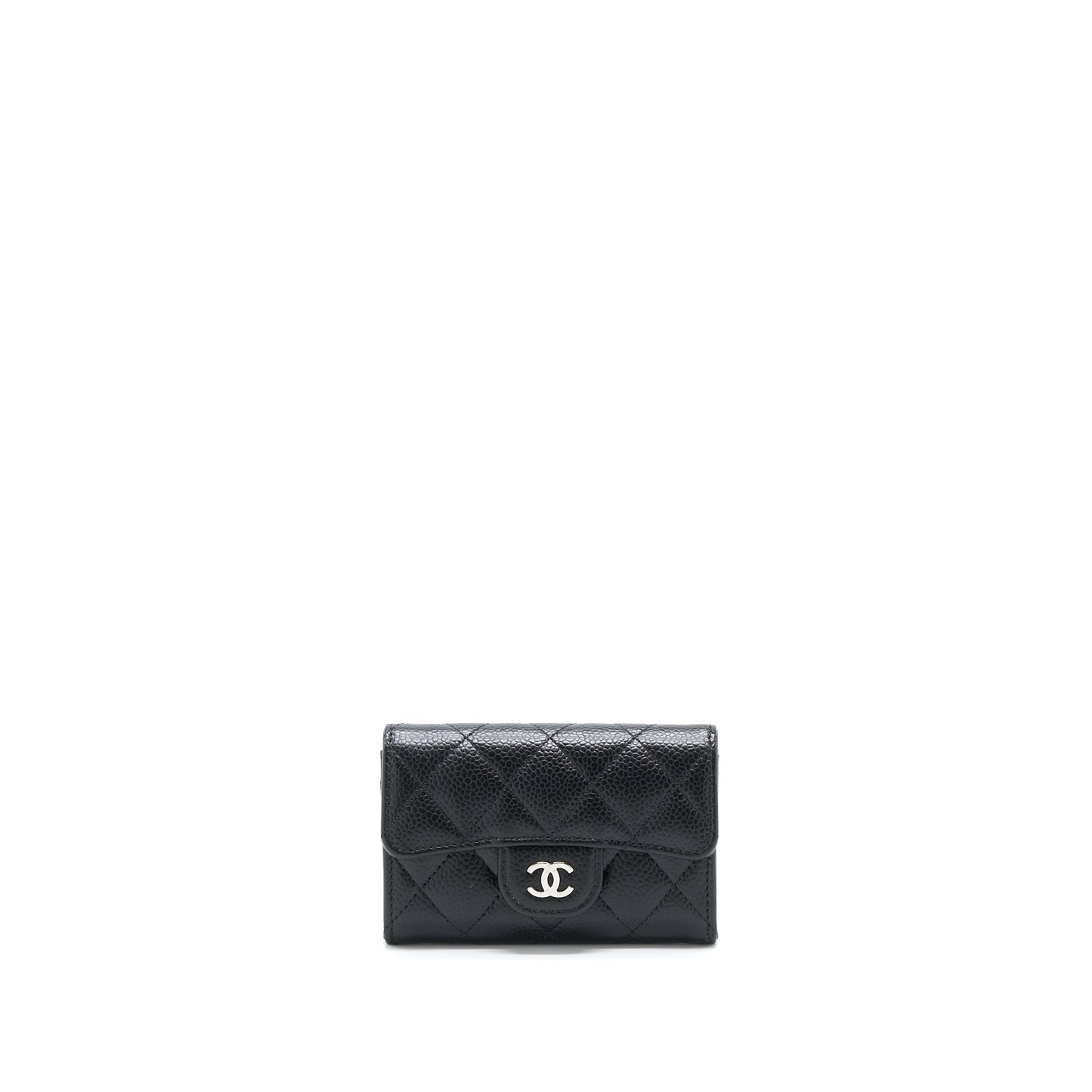 Chanel Classic Flap Card Holder Caviar SHW Black Wallet Case Shw 3